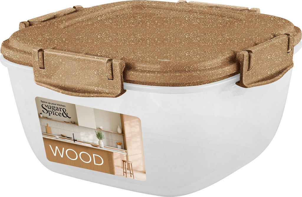 Контейнер для продуктов Sugar&Spice Wood герметичный 1л квадратный SE224310624 - Пластик репаблик фото 5