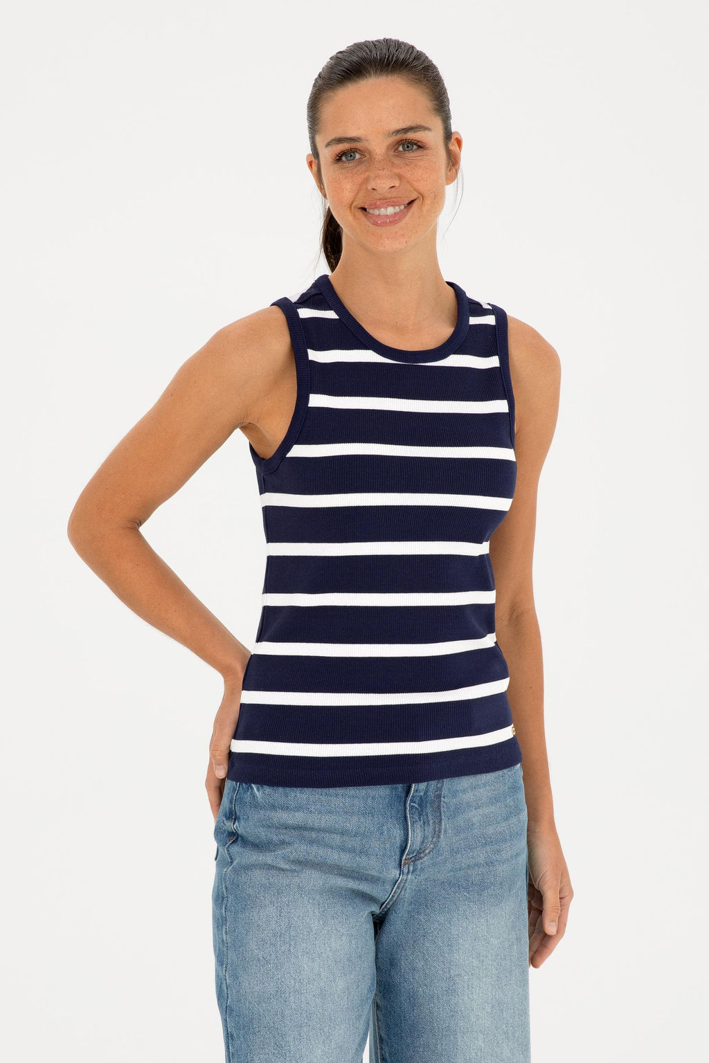 U. S. Polo Assn / Женская темно-синяя футболка без рукавов с круглым вырезом - U.s. polo assn фото 8