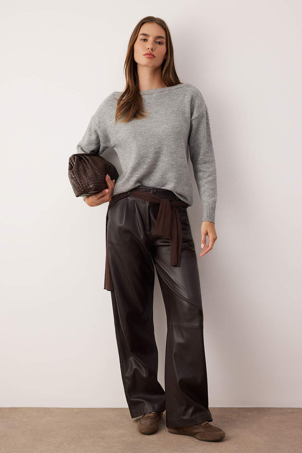 Ekru Yumusak Dokulu Genis Kal?p Cizgili Triko Kazak TWOAW26KZ00165 - Trendyolmilla фото 6