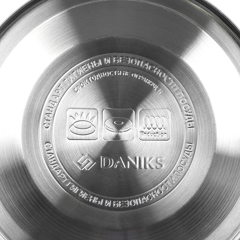 Чайник нерж. сталь, 2.8 л, со свистком, зеркальн., ручка с покр., нейлон, Daniks, индукция GS-04003  фото 6