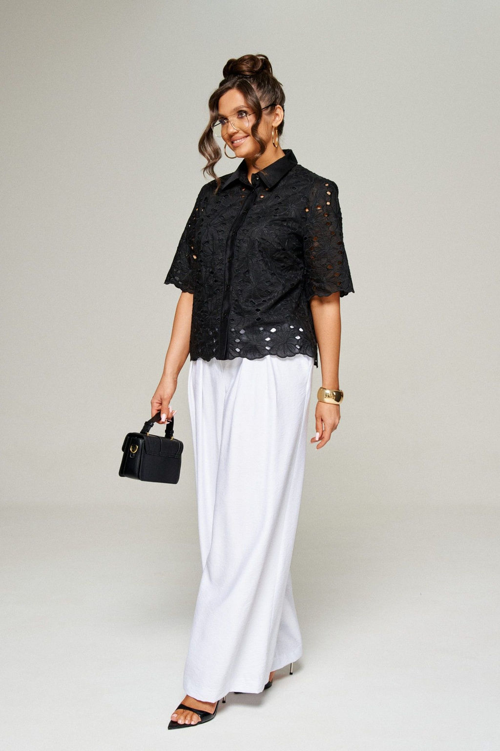 Комплект 6323 чёрный+белый, Брюки, Блуза - B&F фото 3