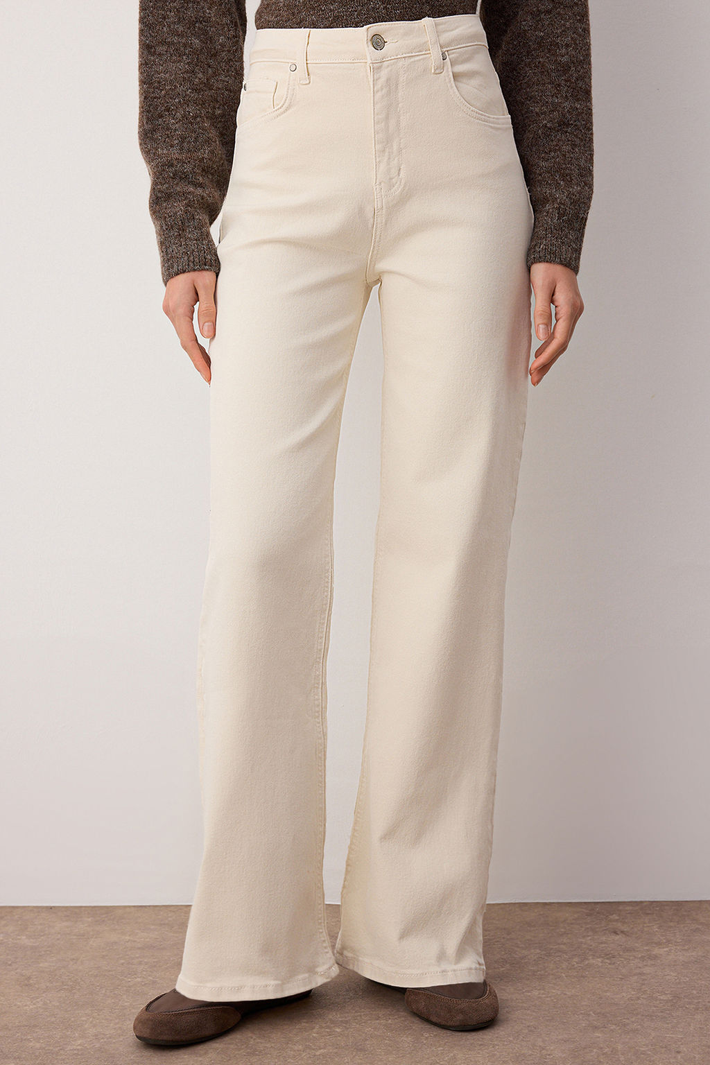 TRENDYOLMILLA Cok Renkli Leopar Desenli Kahverengi Yuksek Bel Wide Leg Jeans TWOAW25JE00309  фото 3