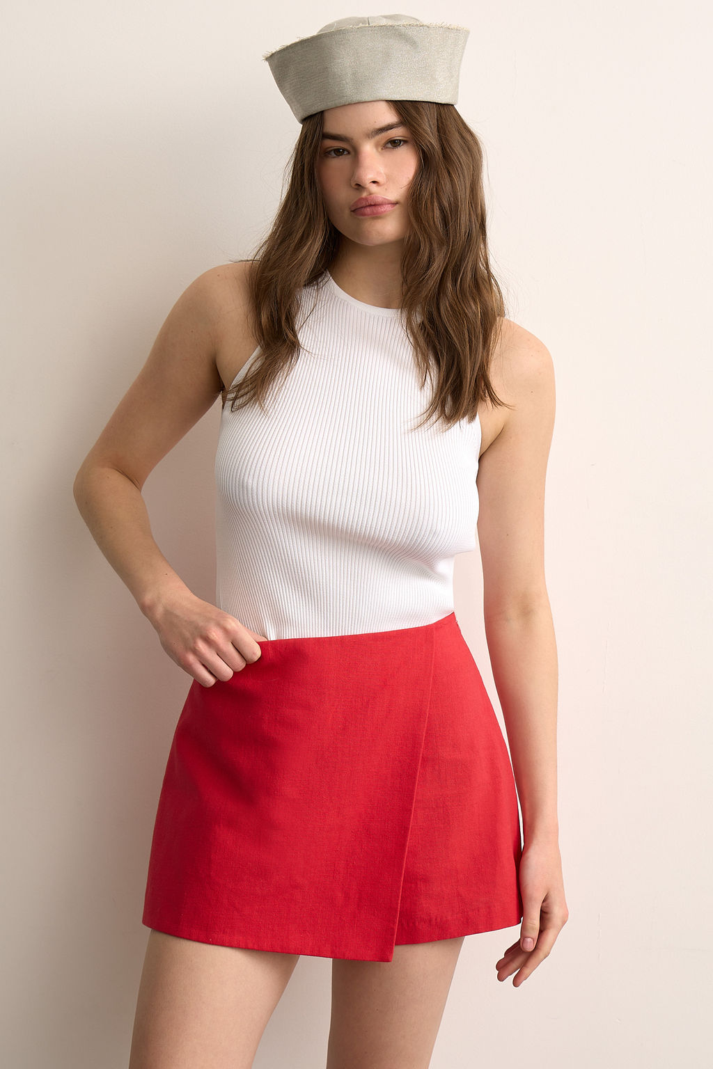 Шорты мини изо льна на запах - Mollis фото 4