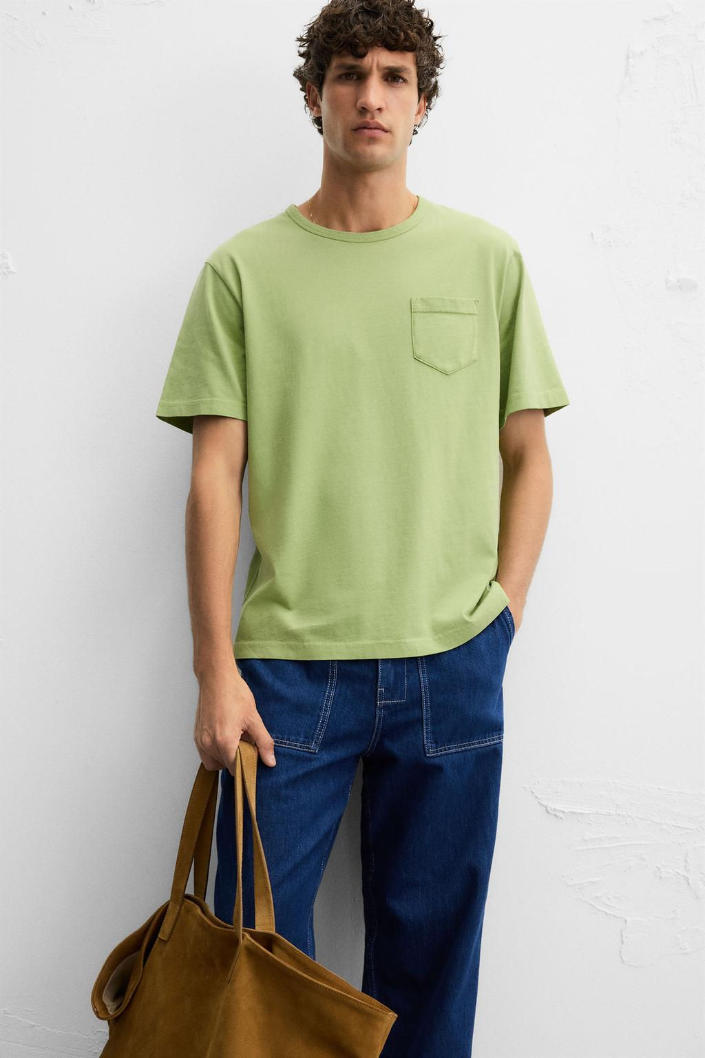 WASHED T-SHIRT WITH POCKET - Zara фото 5