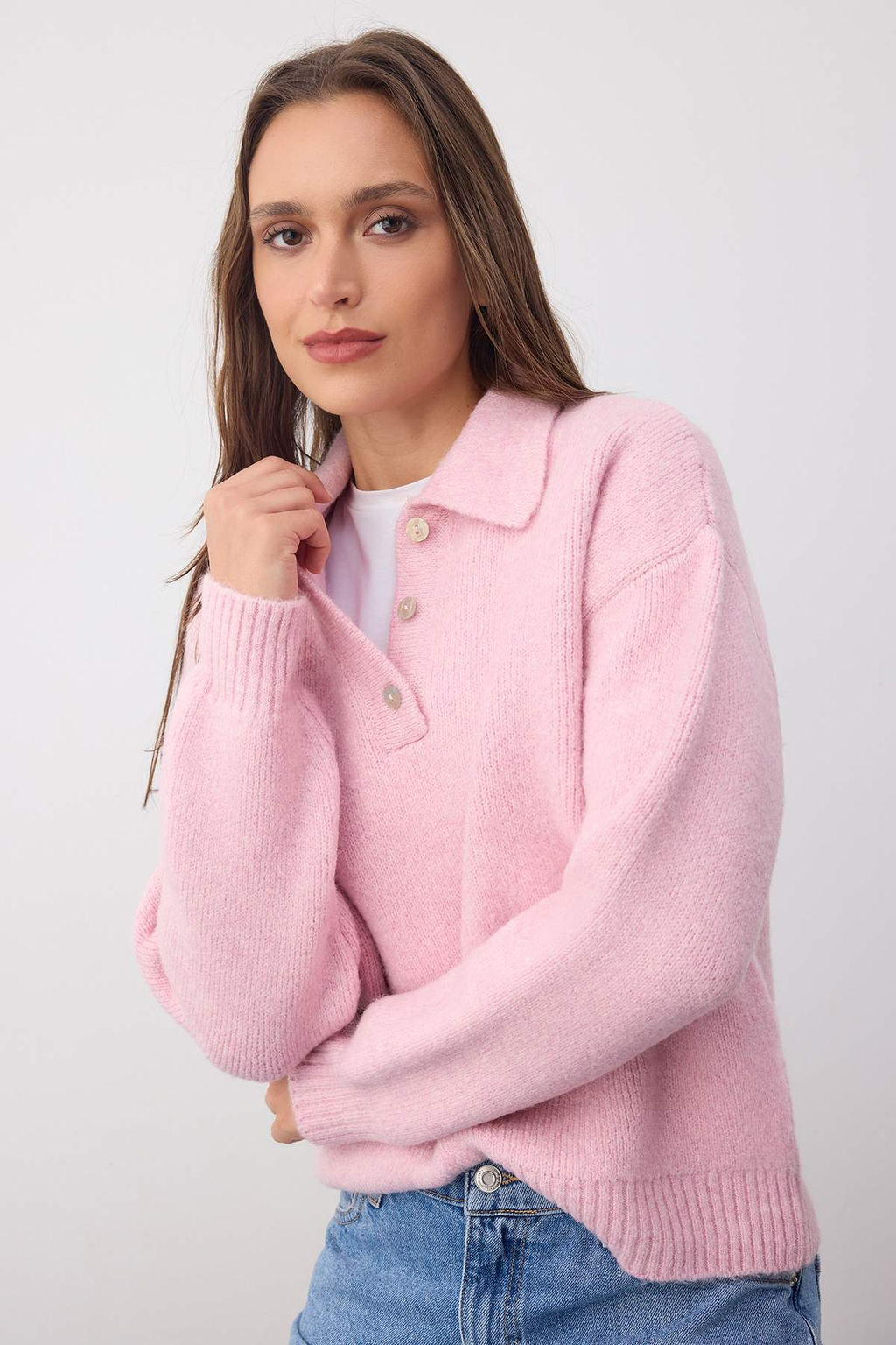 Wardrobe Essentials Pembe Basic Genis Kal?p Ozel Iplikli Triko Kazak | TWOAW26KZ00072