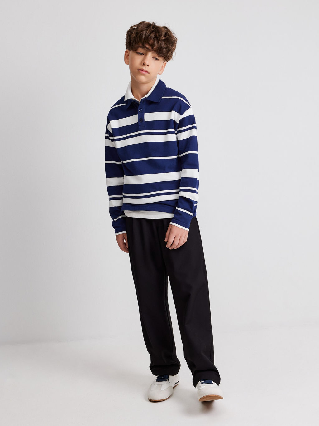 ACOOLA / Джемпер детский для мальчиков Brandir бело-голубой в полоску  фото 7