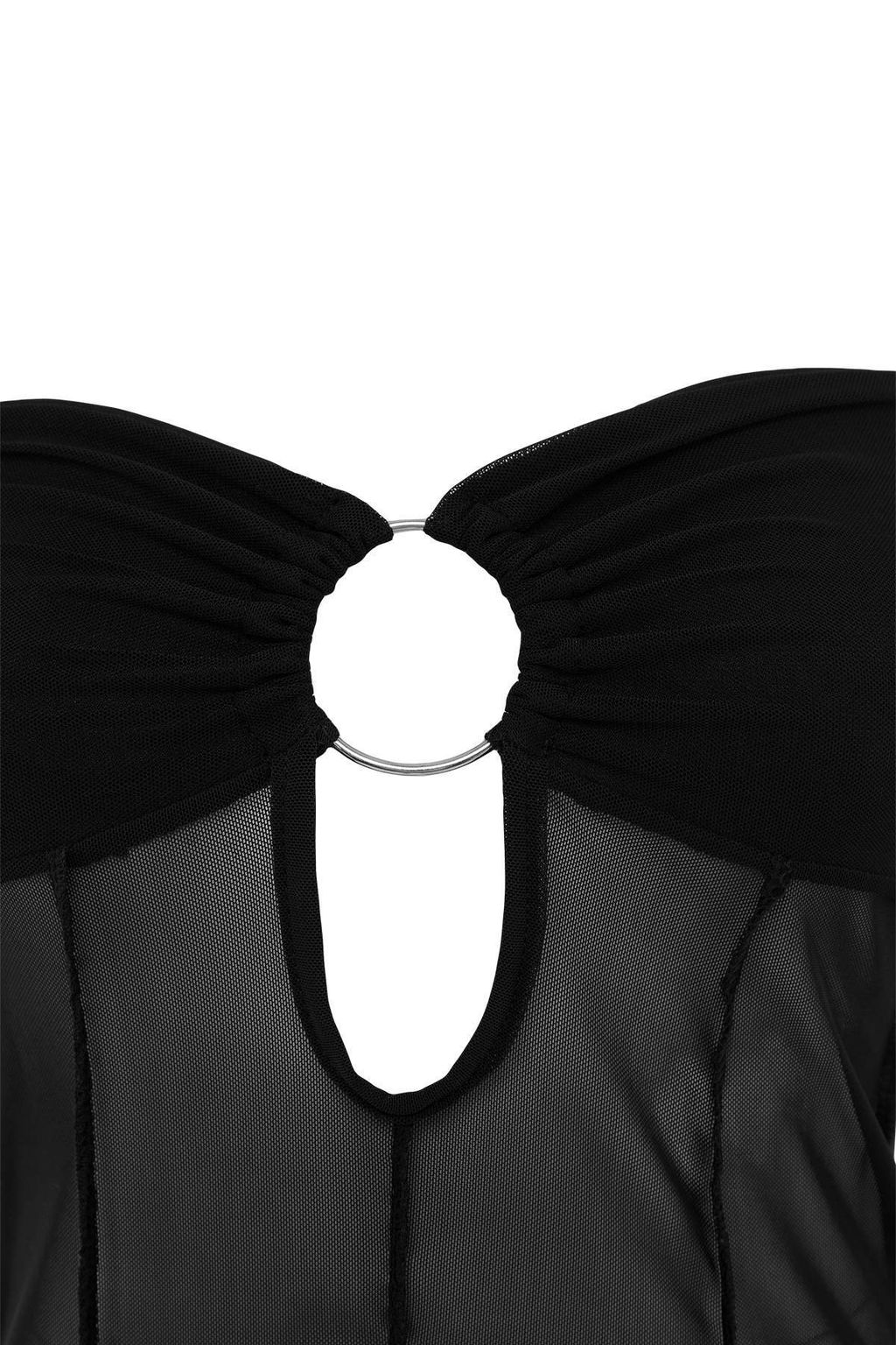 Siyah Dokuma Maxi Straplez Aksesuar Detayl_ Mesh Plaj Elbisesi TBESS26LE00006 - Trendyolmilla фото 3