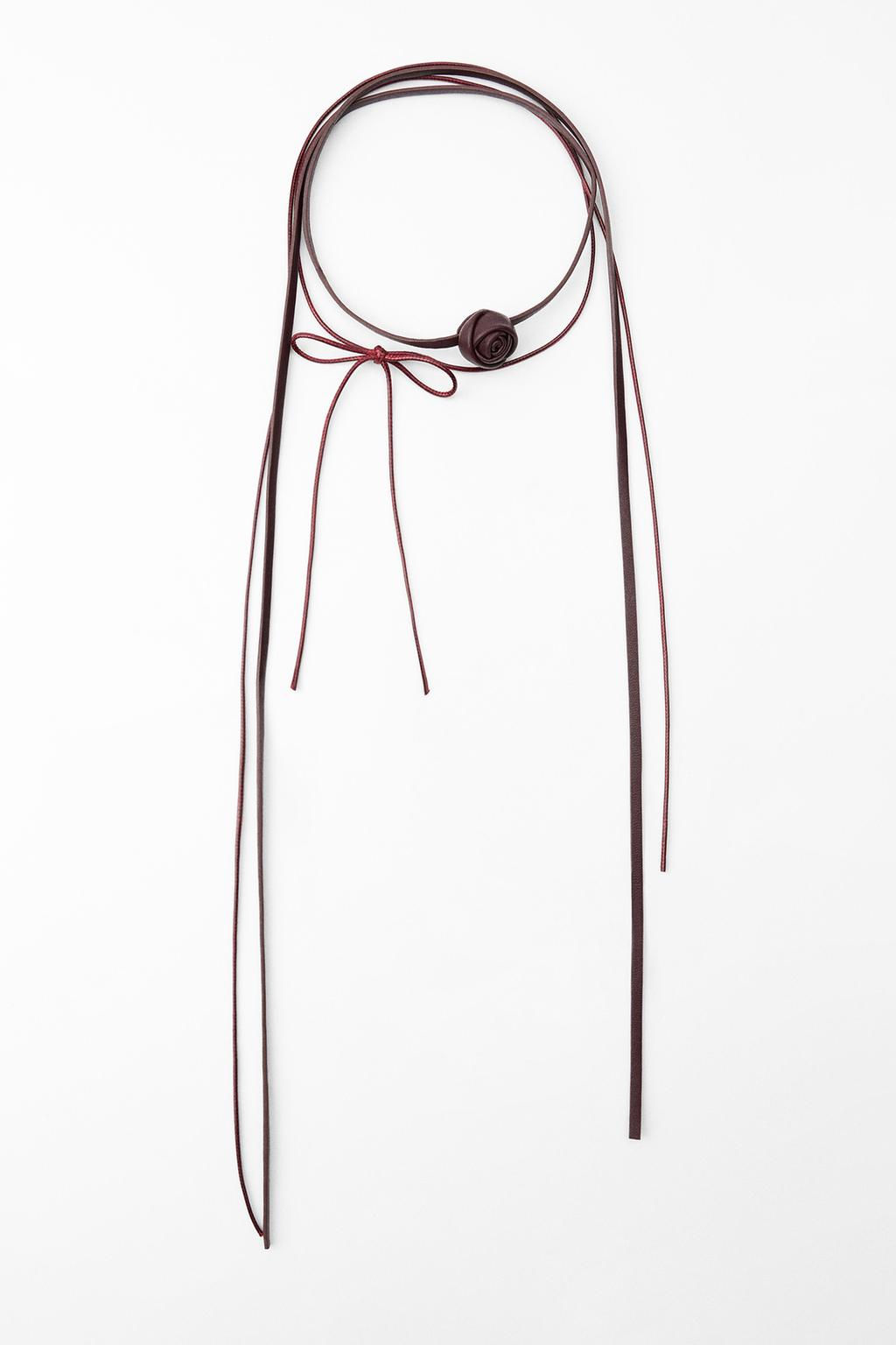 DOUBLE LEATHER FLOWER CHOKER - Zara фото 3