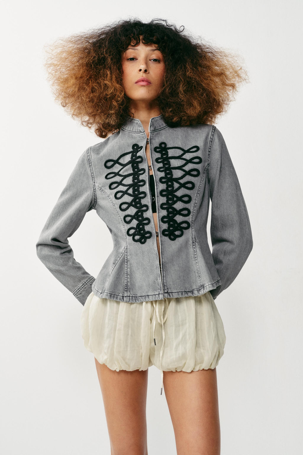 CHAQUETA Z1975 PEPLUM ALAMARES / Gris vigor? - Zara фото 2