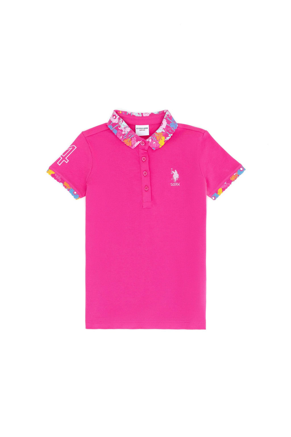 Базовая футболка цвета фуксии для девочек - U.s. polo assn фото 5