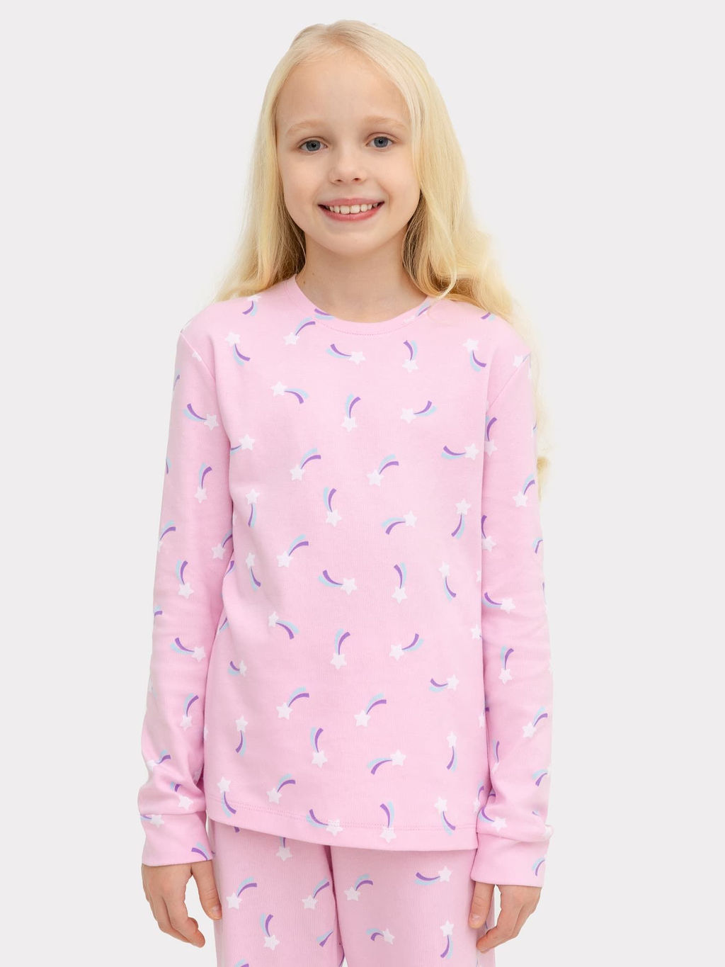 Комплект для девочек (джемпер, брюки) розовый с кометами - Mark formelle фото 4