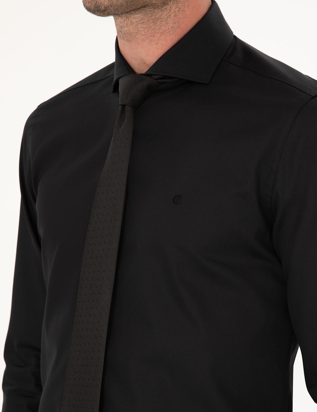 Черная классическая хлопковая рубашка приталенного кроя - Cacharel фото 7