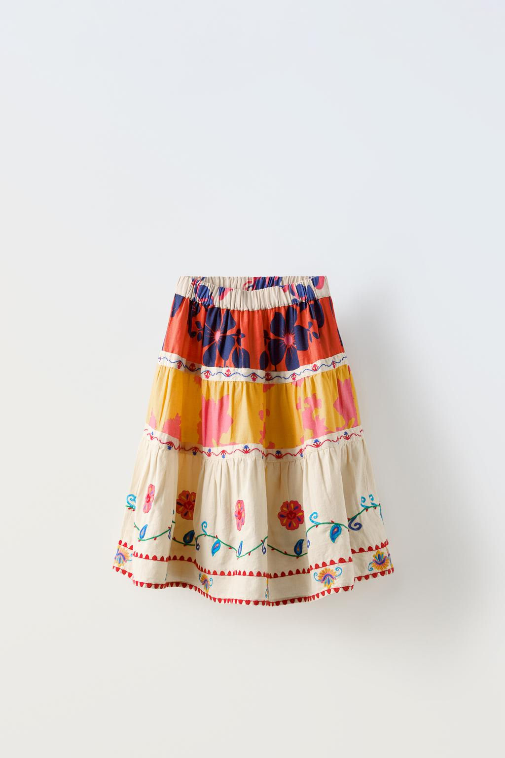 PRINTED SKIRT WITH EMBROIDERY - Zara фото 2
