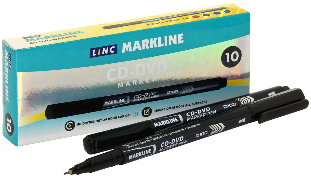 Маркер для компакт-дисков Linc MARKLINE 0,4-0,7 мм черный, круглый наконечник