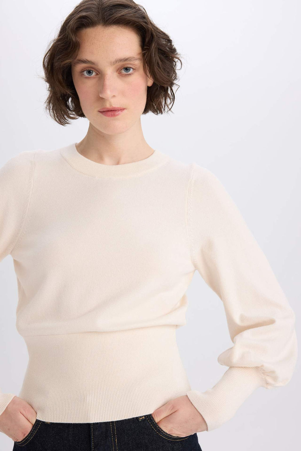 Regular Fit Bisiklet Yaka Basic Duz Triko Kazak - Defacto фото 5