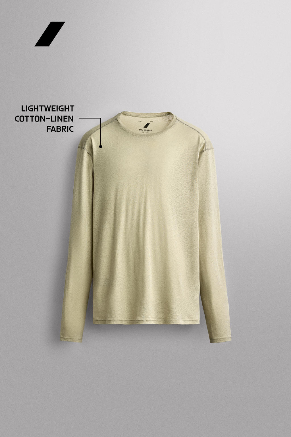 CAMISETA LIGERA LINO - ALGOD?N / verde lavado - Zara фото 6