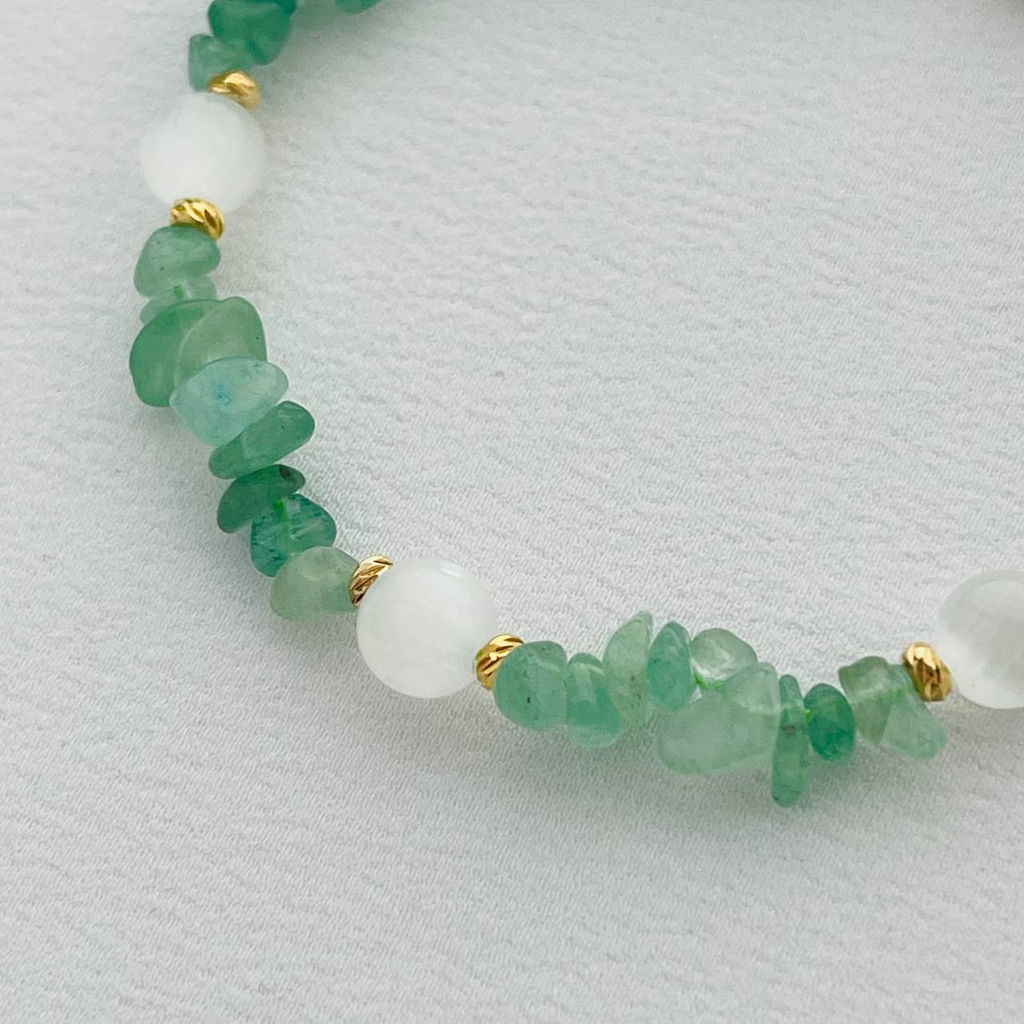 Браслет из Авантюрина и Селенита 17 см