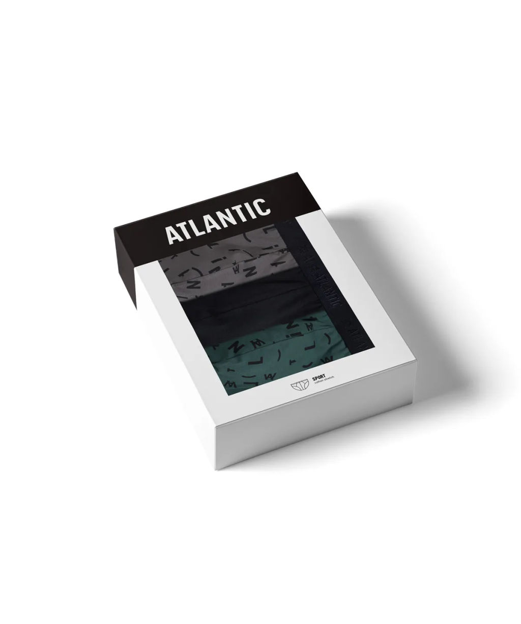 ATLANTIC 3MP-161 Трусы спорт Fashion - набор 3 шт. темно-зеленый + черный + графитовый  фото 8