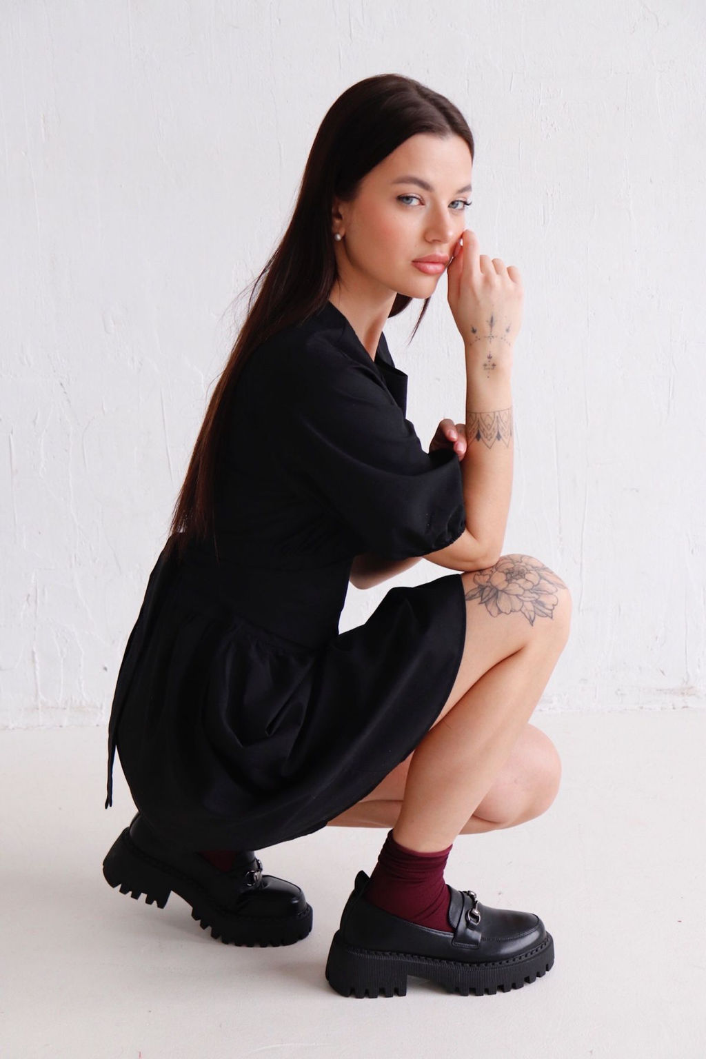 11435 Платье чёрное с объёмными рукавами - Martichelli фото 12