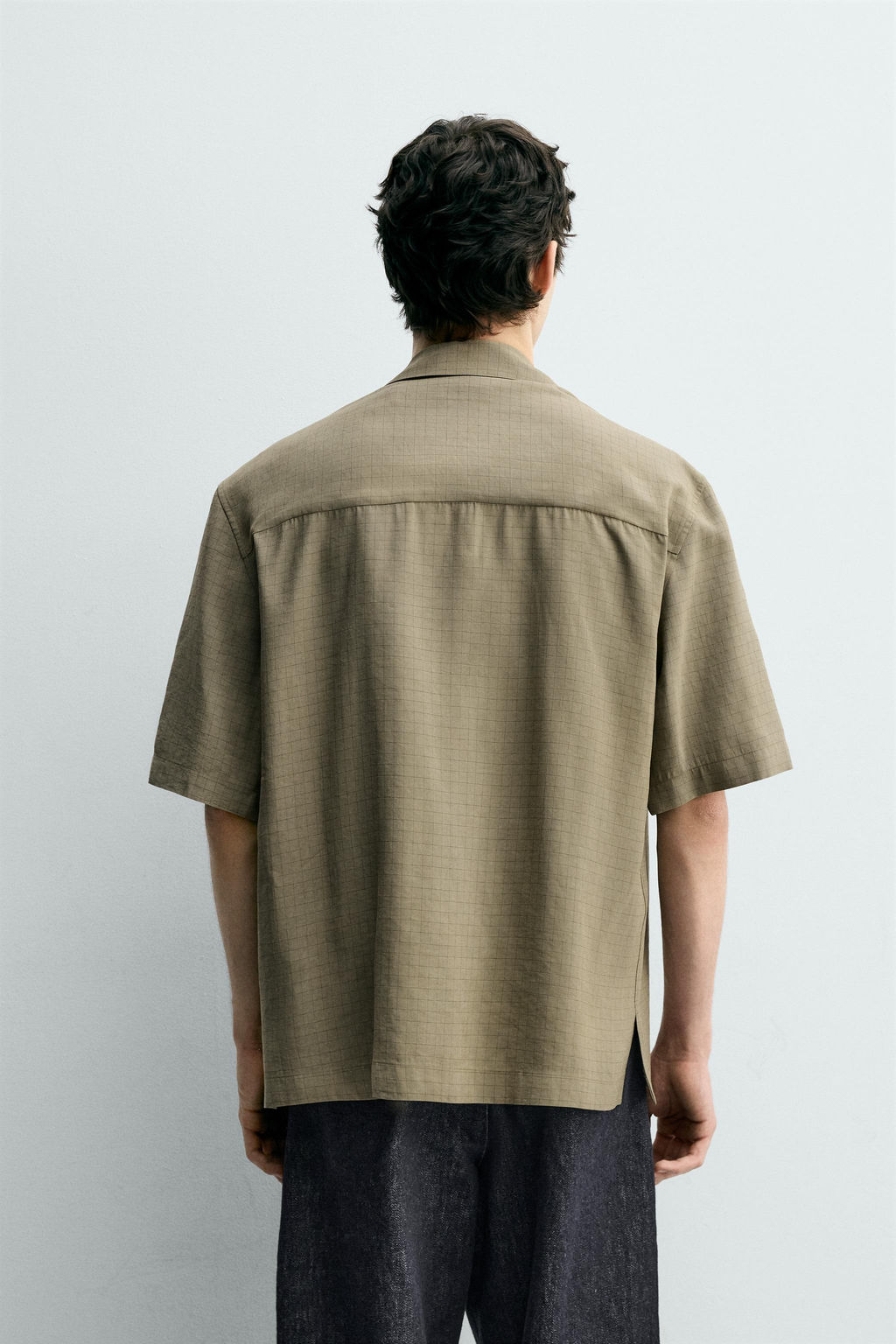 CAMISA FLUIDA CUADROS / Khaki