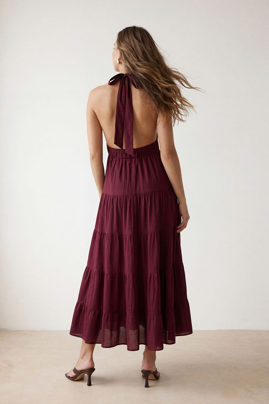 Bordo S?rt Dekolteli Maxi Dokuma Elbise TWOSS26EL00946 - Trendyolmilla фото 2