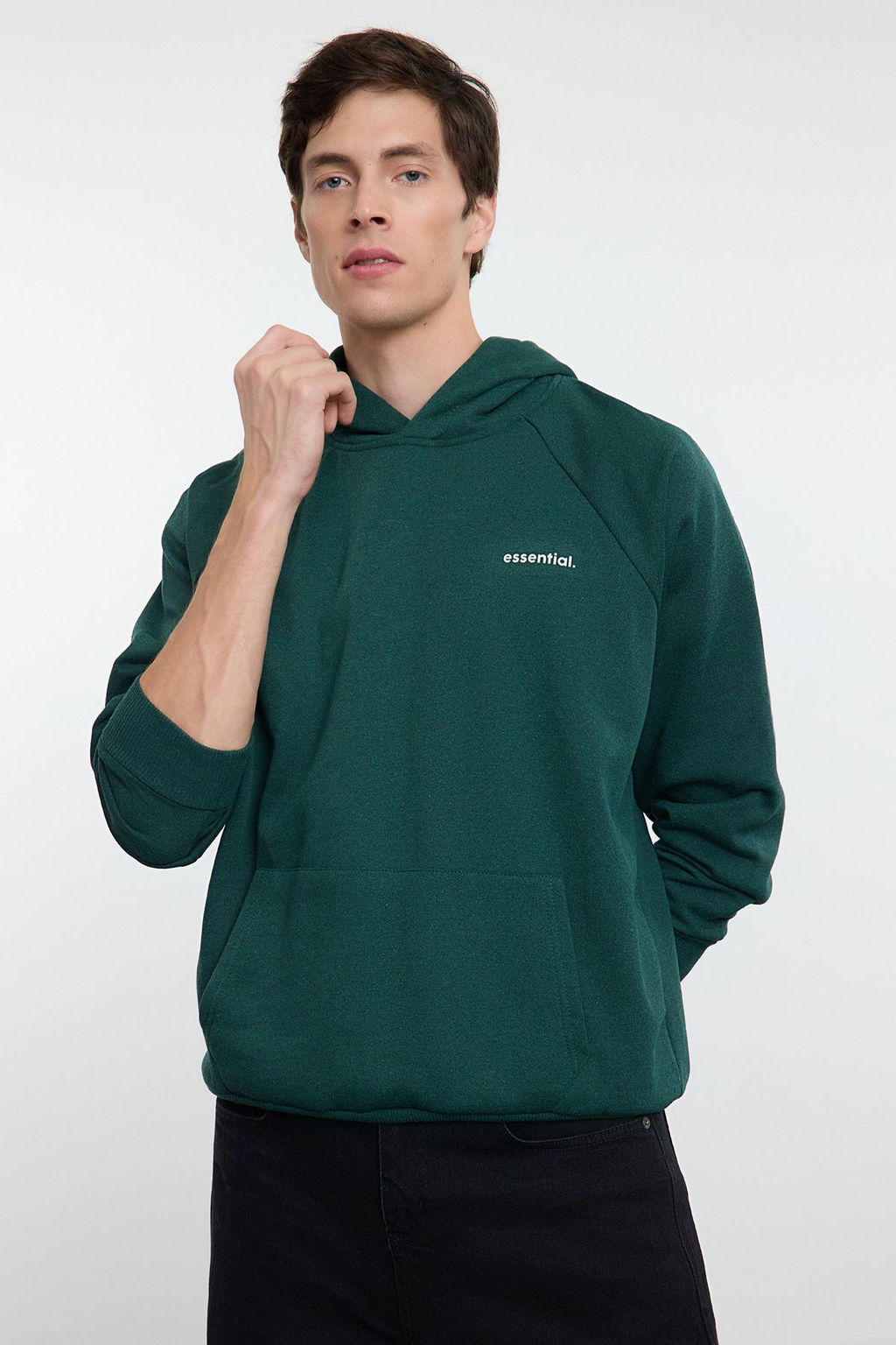 TRENDYOL MAN Bej Unisex Oversize/Genis Kesim Reglan Kol Sloganl? Kapusonlu Sweatshirt TMNAW25SW00156 - Trendyolmilla фото 4