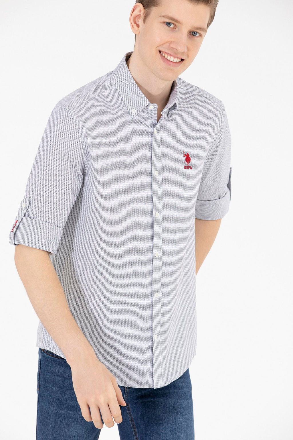 U. S. Polo Assn Мужская темно-синяя рубашка с длинным рукавом - U.s. polo assn фото 2