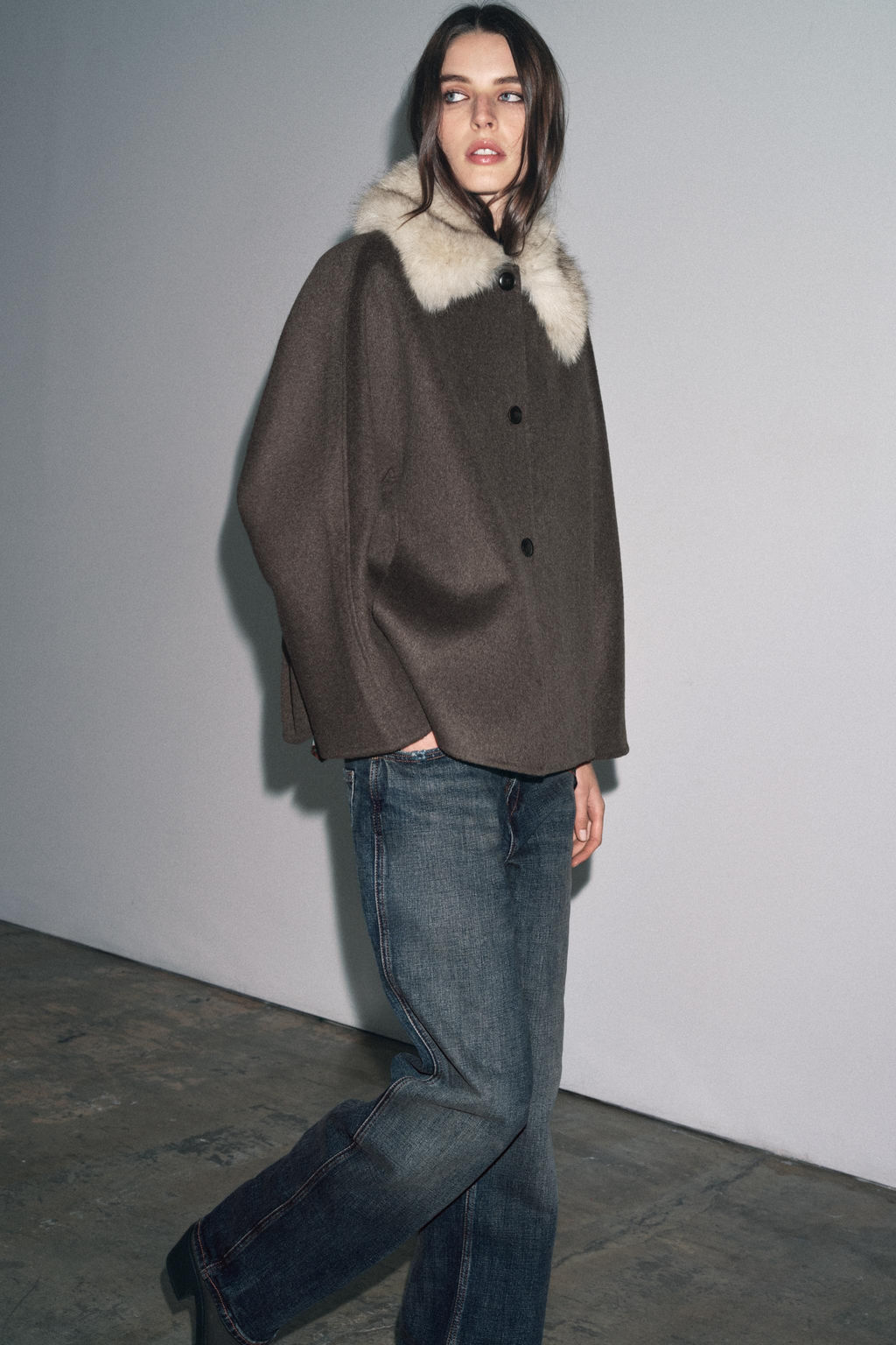 WOOL JACKET WITH FAUX FUR COLLAR ZW COLLECTION - Zara фото 5