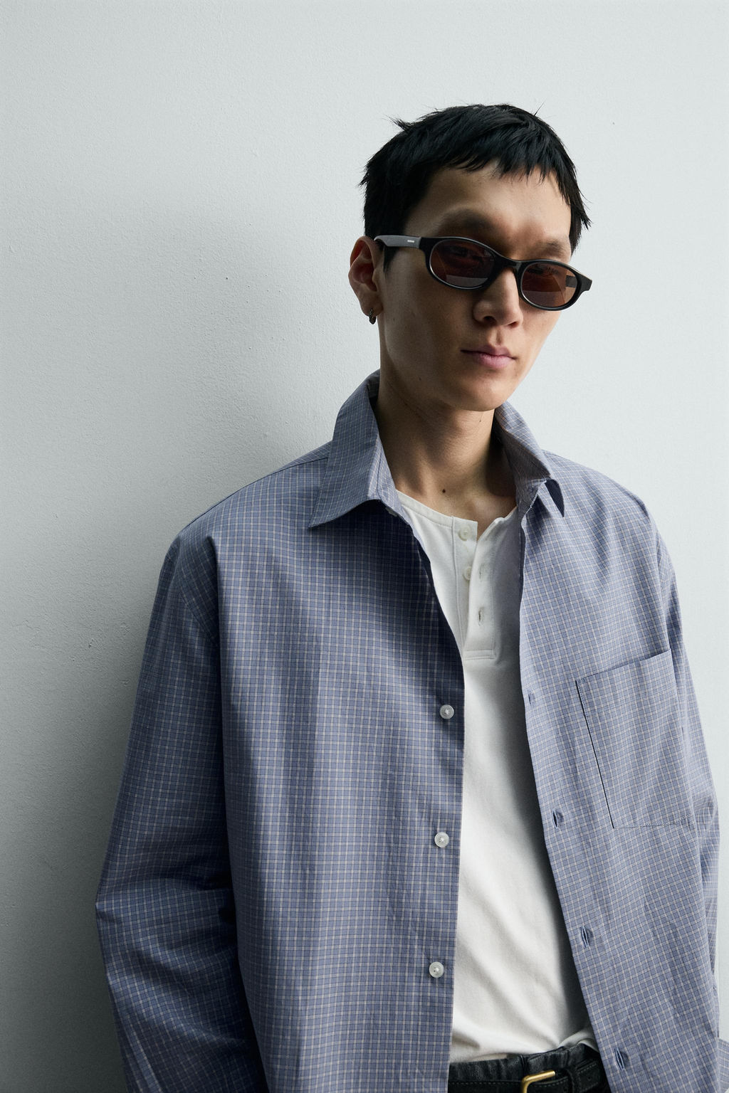 CAMISA BOXY FIT CUADROS / Azul lavado - Zara фото 5