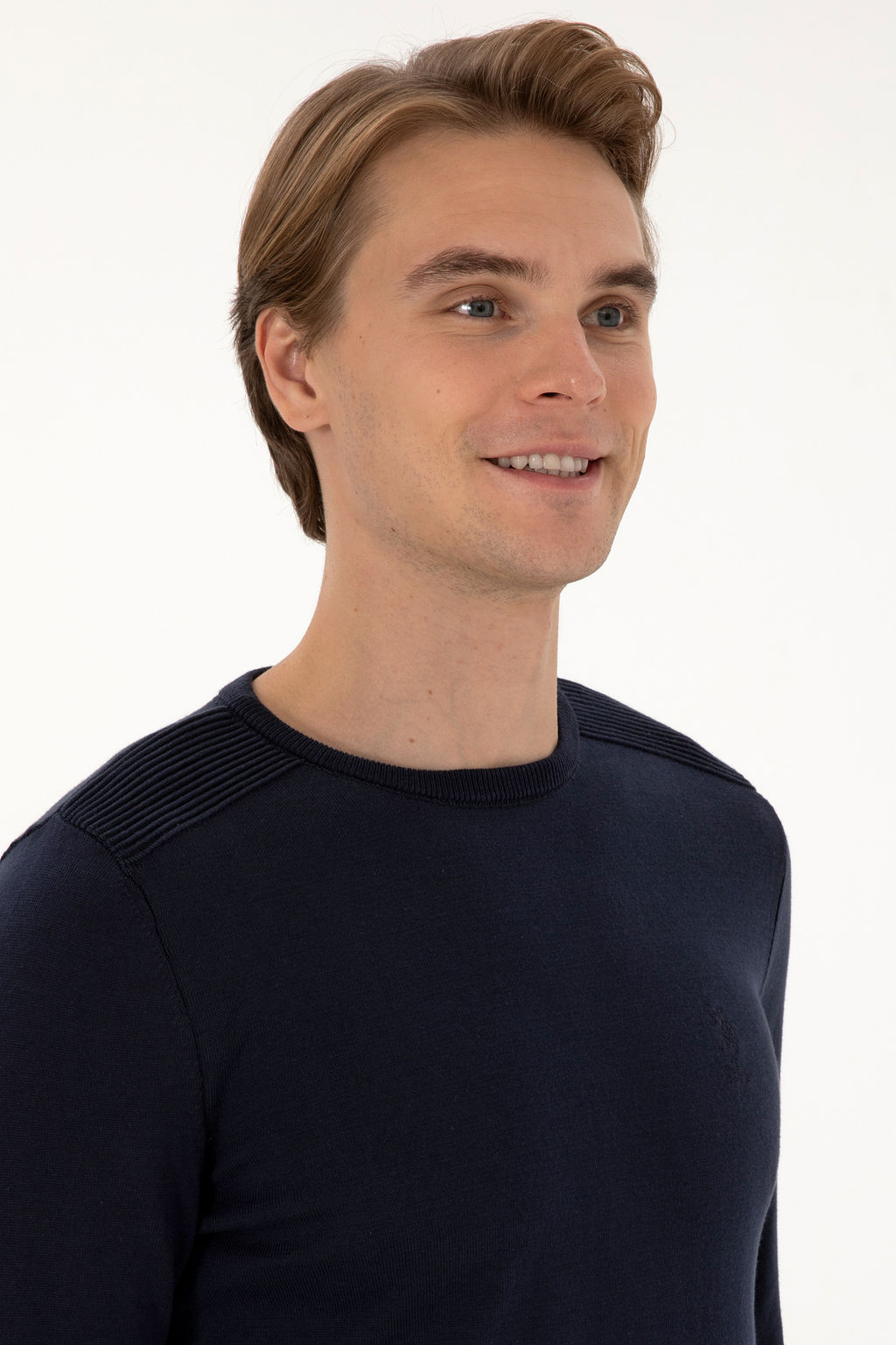 Erkek Slim Fit Bisiklet Yaka Lacivert Basic Kazak - U.s. polo assn фото 9