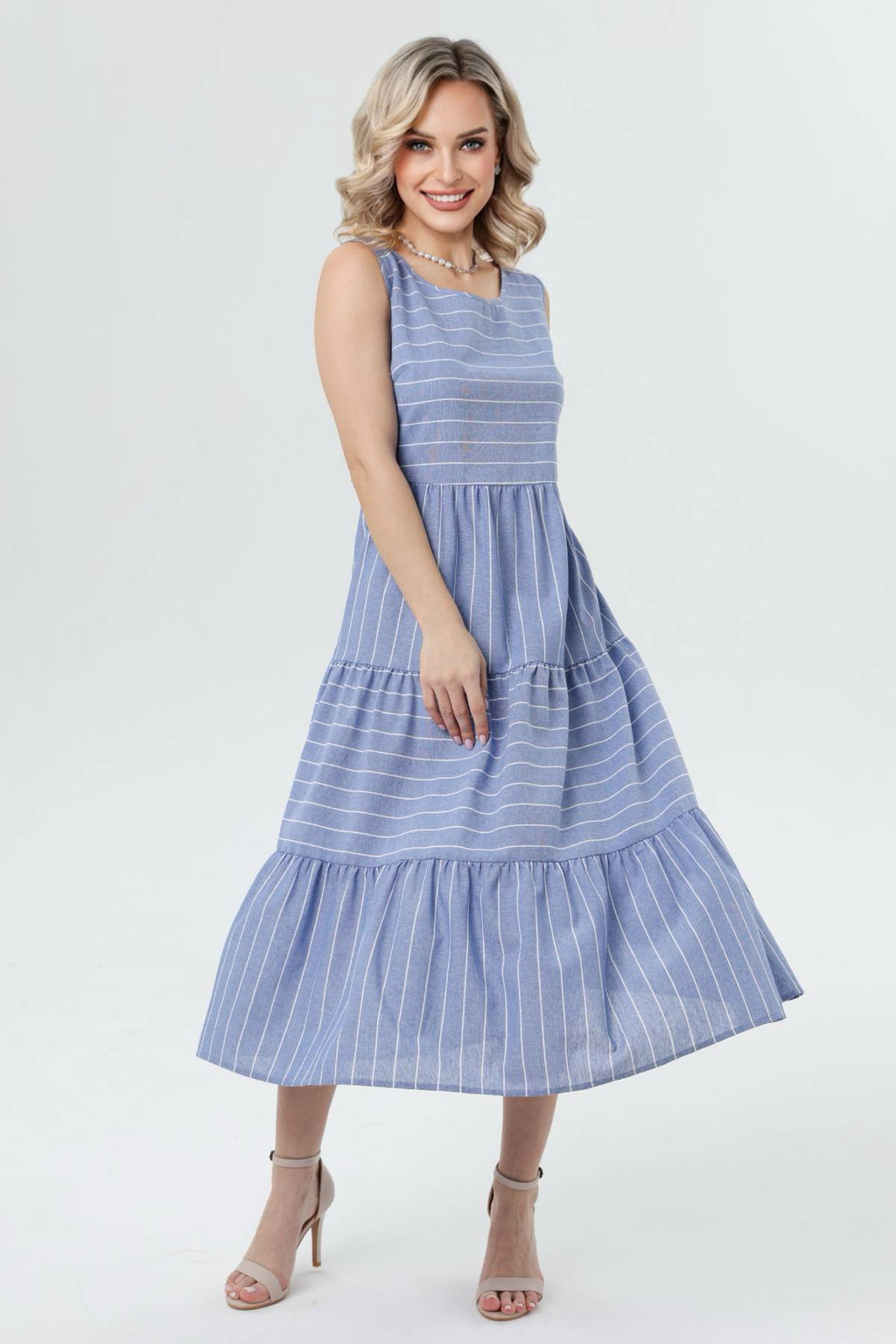 Платье женское 6097/03/Голубой, белый