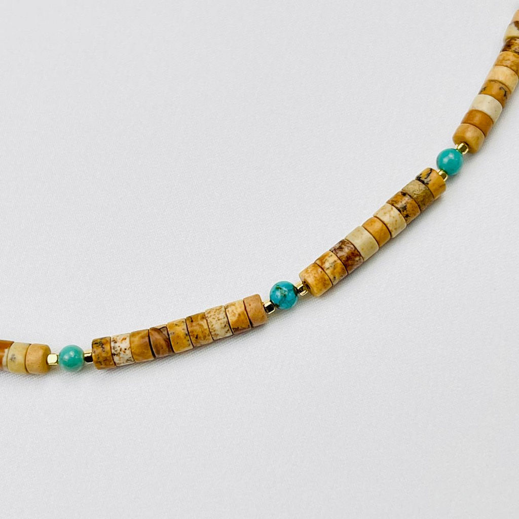 Чокер из песочной Яшмы и Бирюзы - Радуга самоцветов фото 3