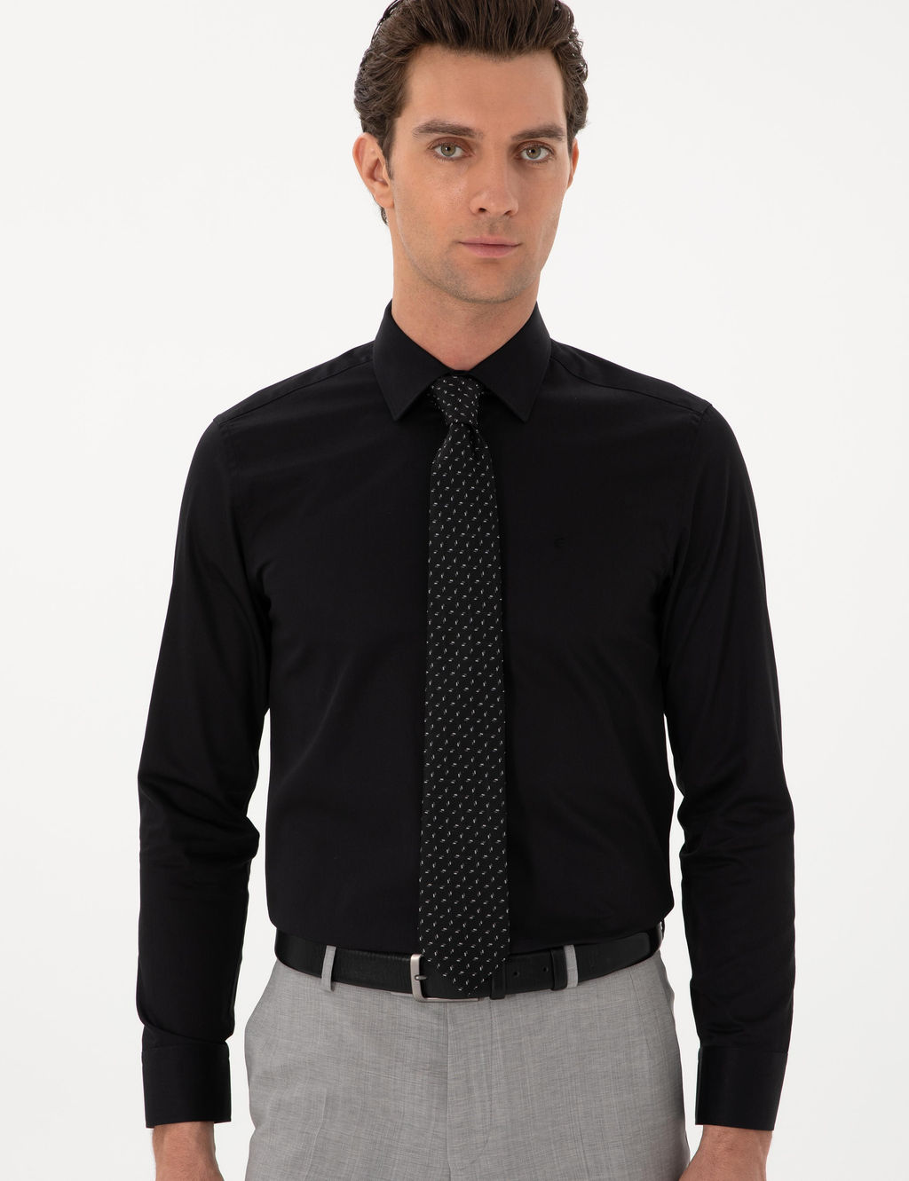 Siyah Slim Fit Uzun Kollu Basic G_mlek - Cacharel фото 3