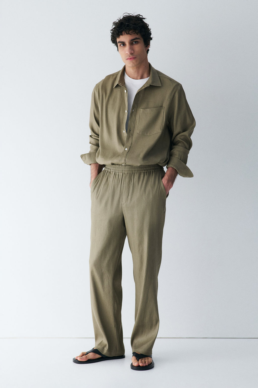 Pantal?n en mezcla de lino Easy Care Loose Fit - H&m фото 8