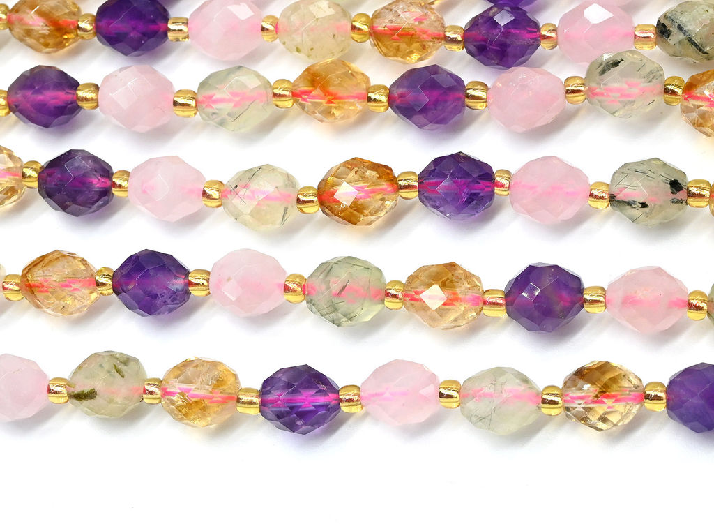 Бусины из самоцветов овал гр.7*8мм, 39см, 37 бусин Радуга камня
