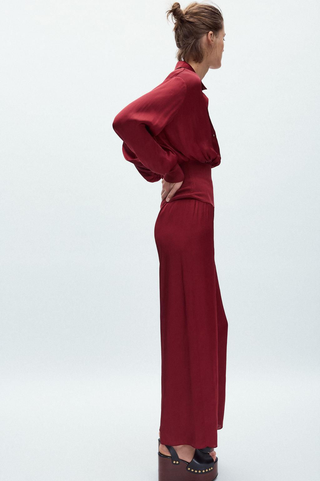 SATIN RIBBED TROUSERS - Zara фото 3