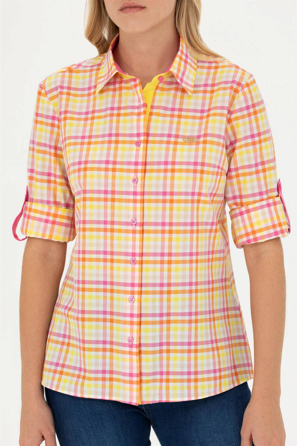 Женская розовая рубашка с длинным рукавом - U.s. polo assn фото 5