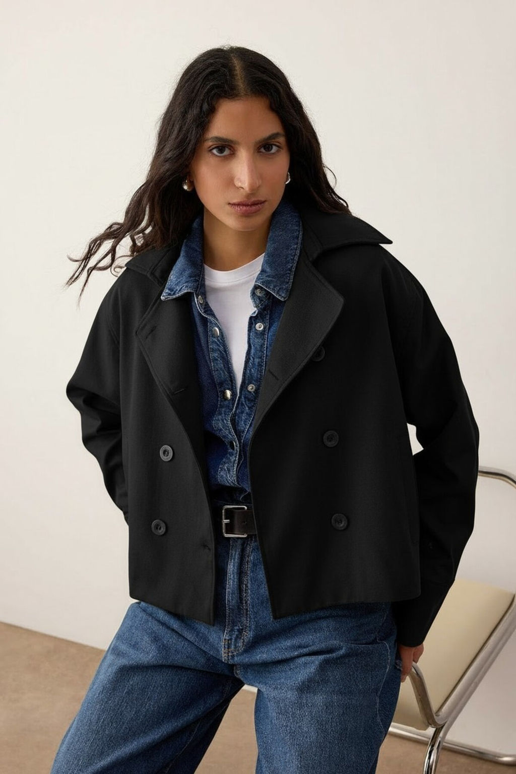 Bej Kruvaze Oversize K?sa Trenckot TWOAW26TR00020 - Trendyolmilla фото 21