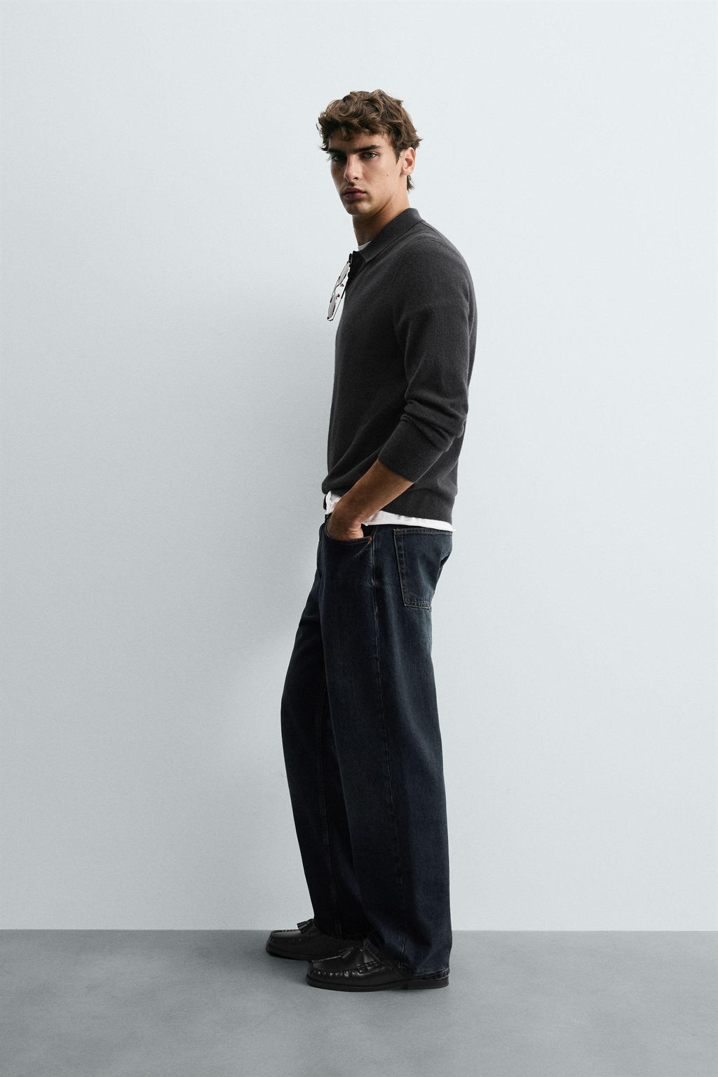 POLO PUNTO REGULAR FIT MEZCLA LANA / Gris antracita - Zara фото 4