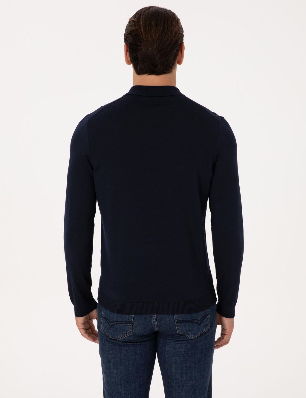 Lacivert Regular Fit Y_n Kar___ml_ Fermuarl_ Polo Yaka Basic Triko Kazak - Cacharel фото 5