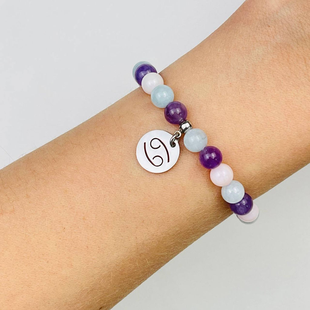 Браслет для "Рака" из Аквамарина,Аметиста и Опала 18 см