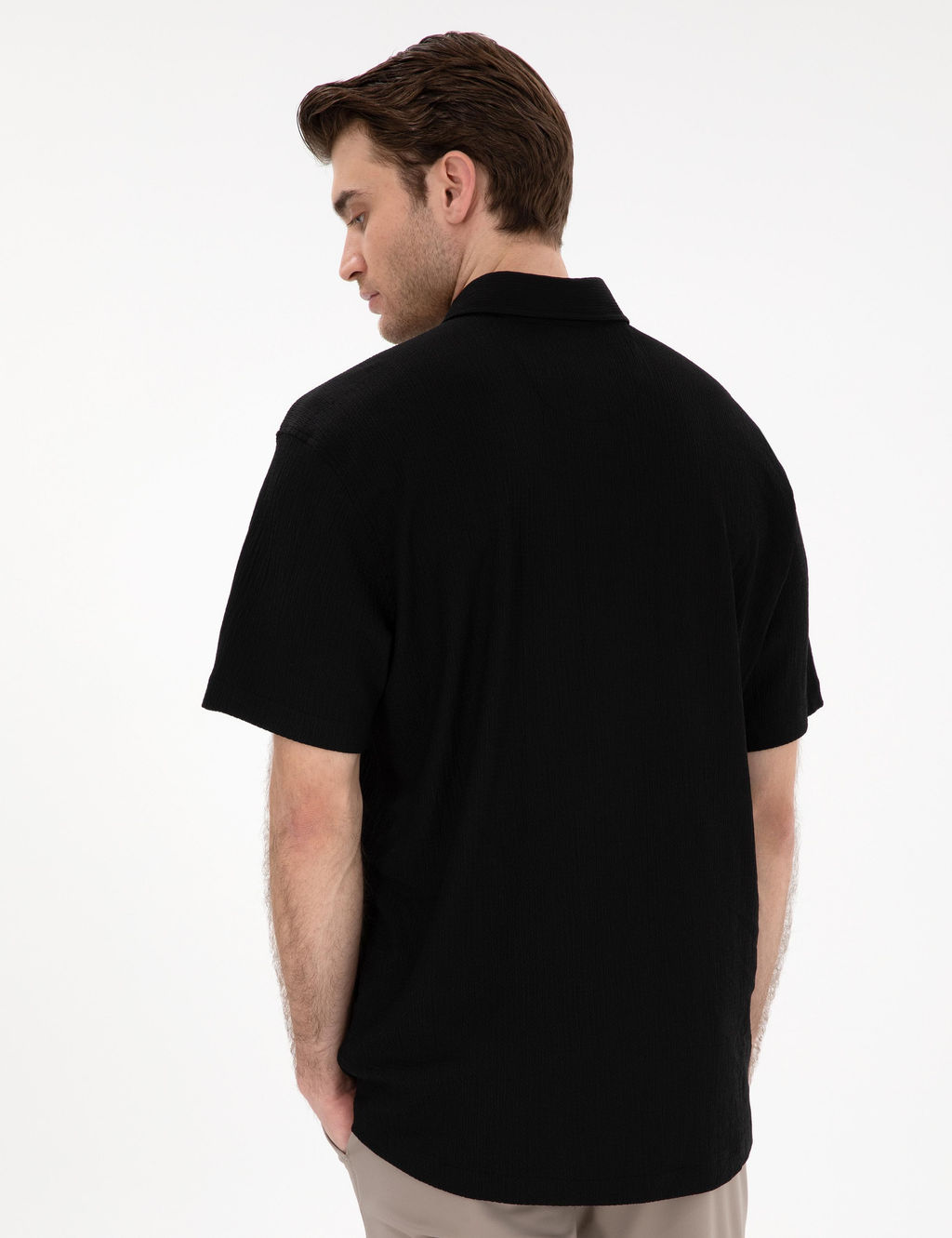 Siyah Comfort Fit Rahat Giyilebilir K_sa Kollu G_mlek