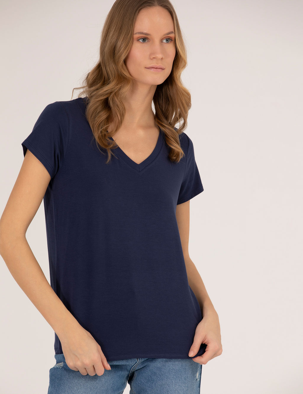 Lacivert Comfort Fit Basic Ti__rt