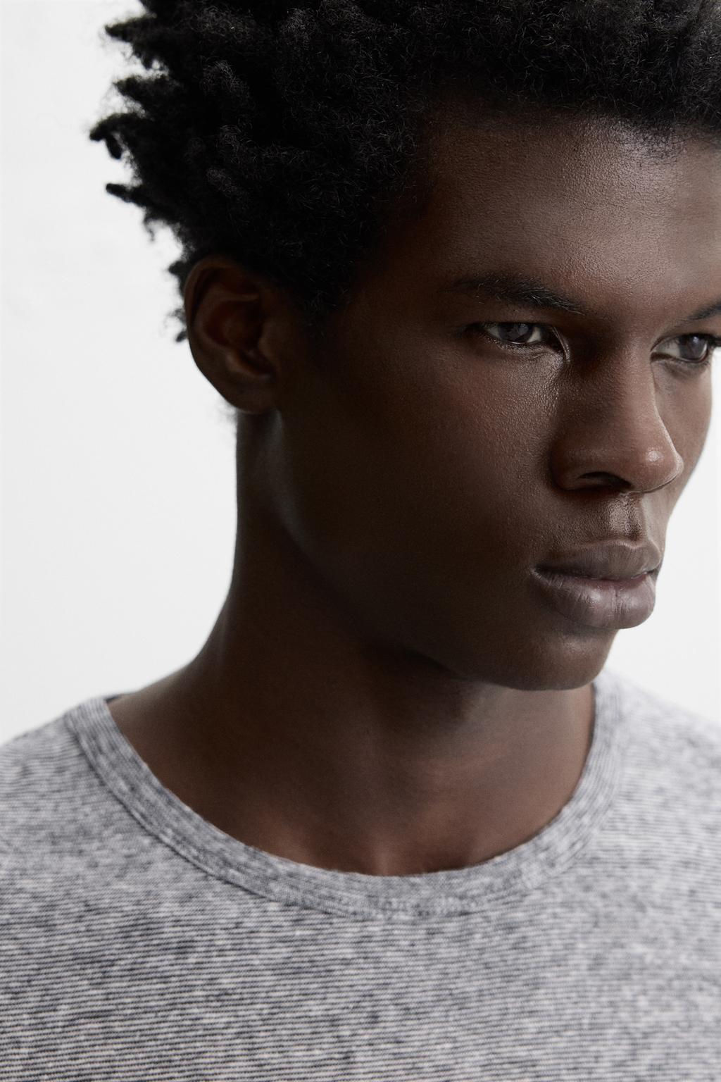 STRIPED COTTON - LINEN T-SHIRT - Zara фото 5