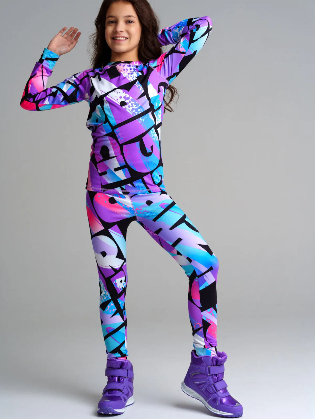 32321464 Термокомплект трикотажный для девочек: брюки, толстовка для эпизодического использования