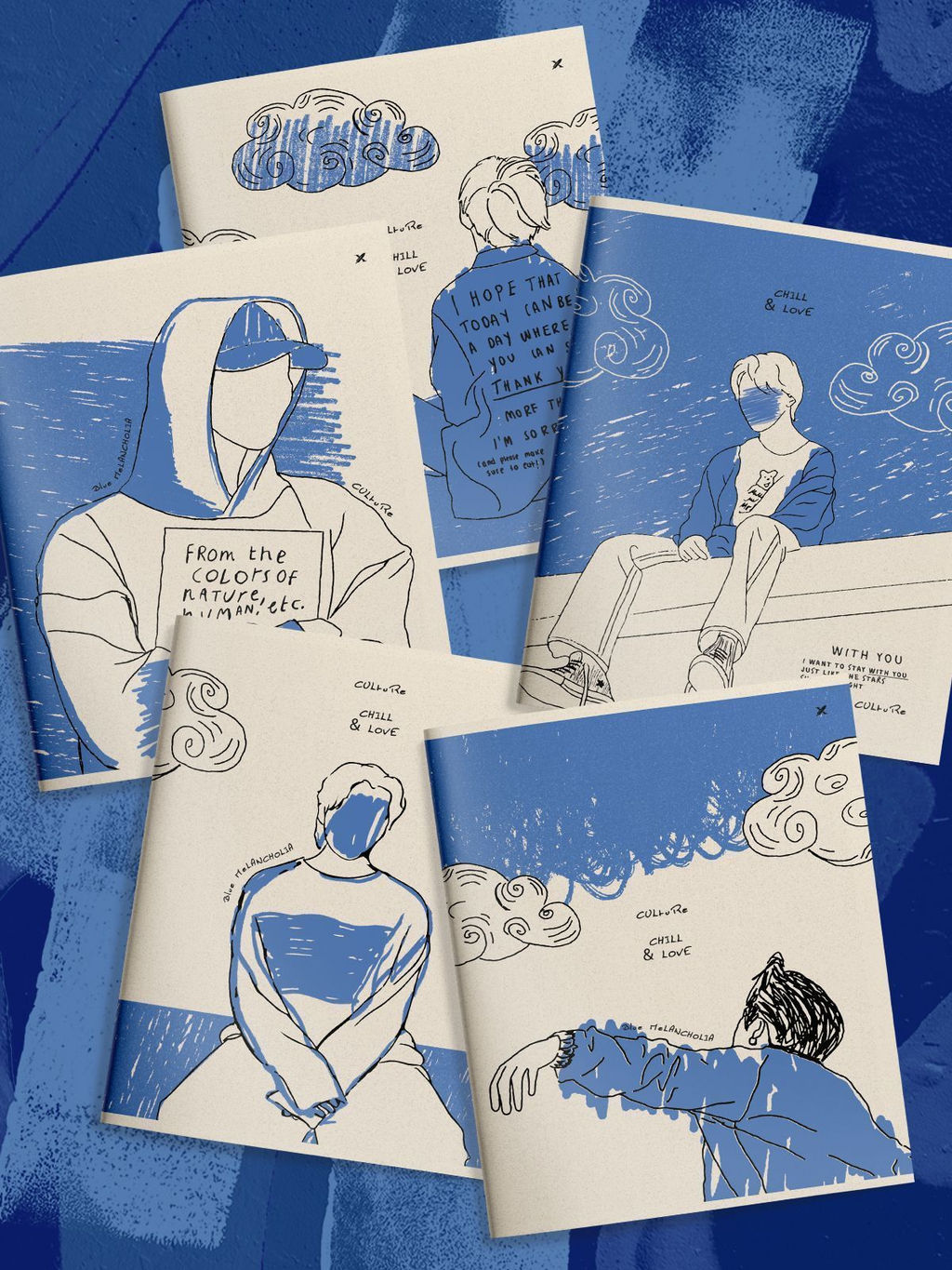 Цена за 2 шт. Тетрадь 48 л. А5 клетка, на скрепке, офсет LOREX BLUE MELANCHOLIA мелованный картон, двойн...