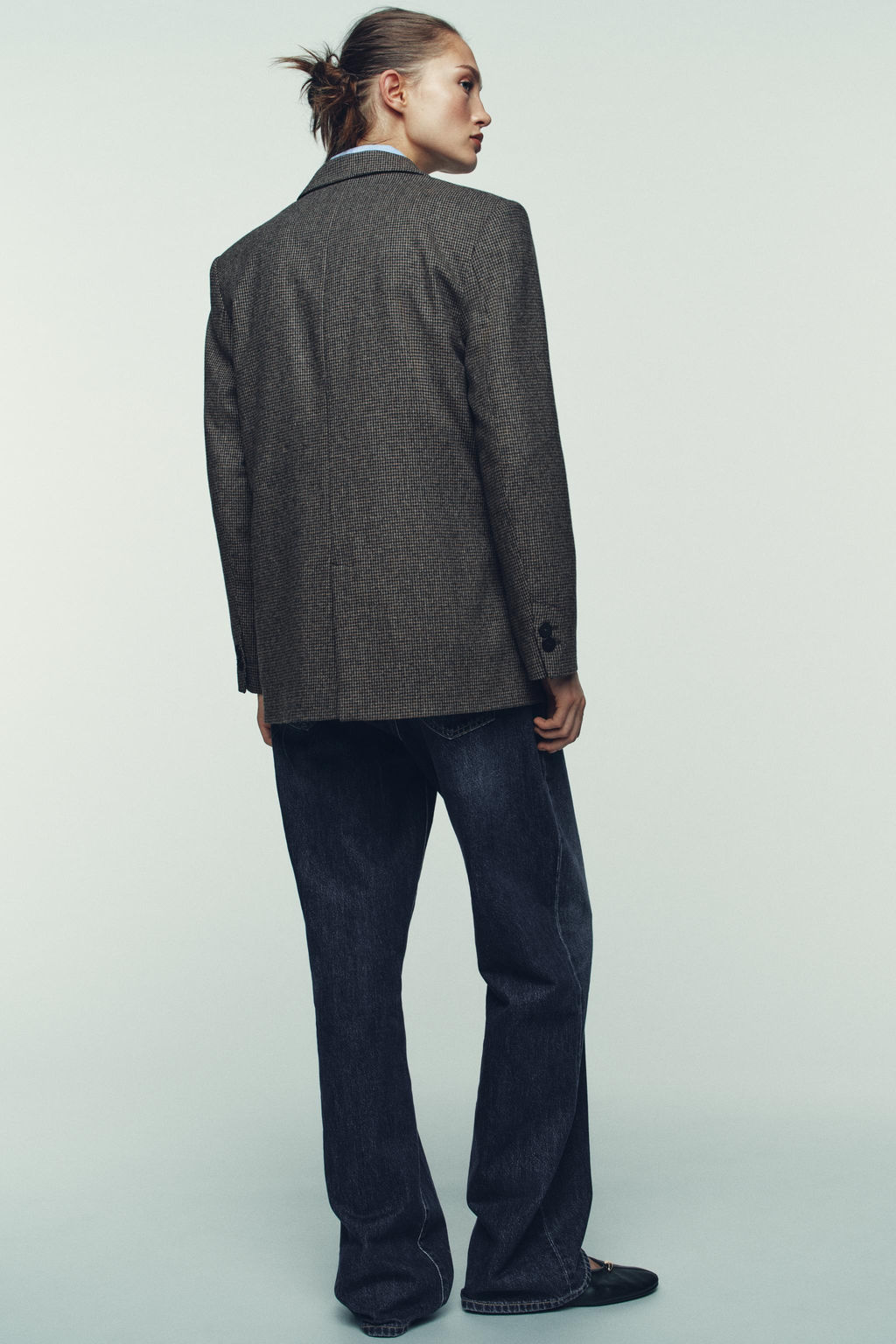 OVERSIZE DOUBLE-BREASTED CHECK BLAZER WITH WOOL