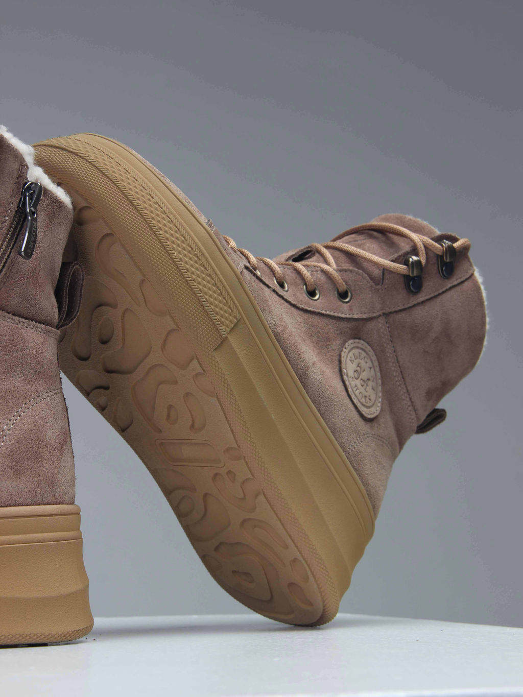 Ботинки 219.warmbr. капучино замша/Байка