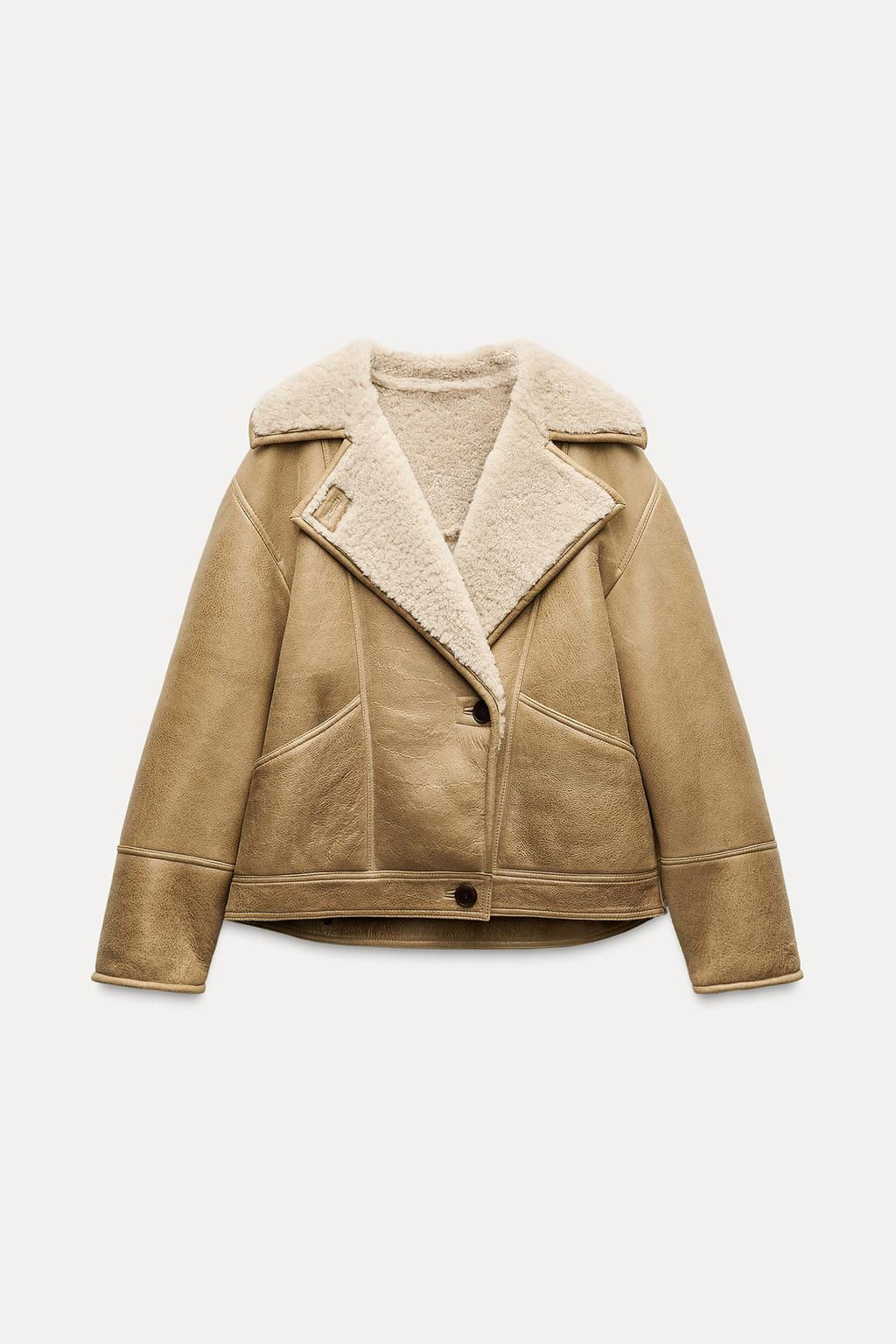 100% LEATHER DOUBLE-FACED SHORT COAT - Zara фото 7
