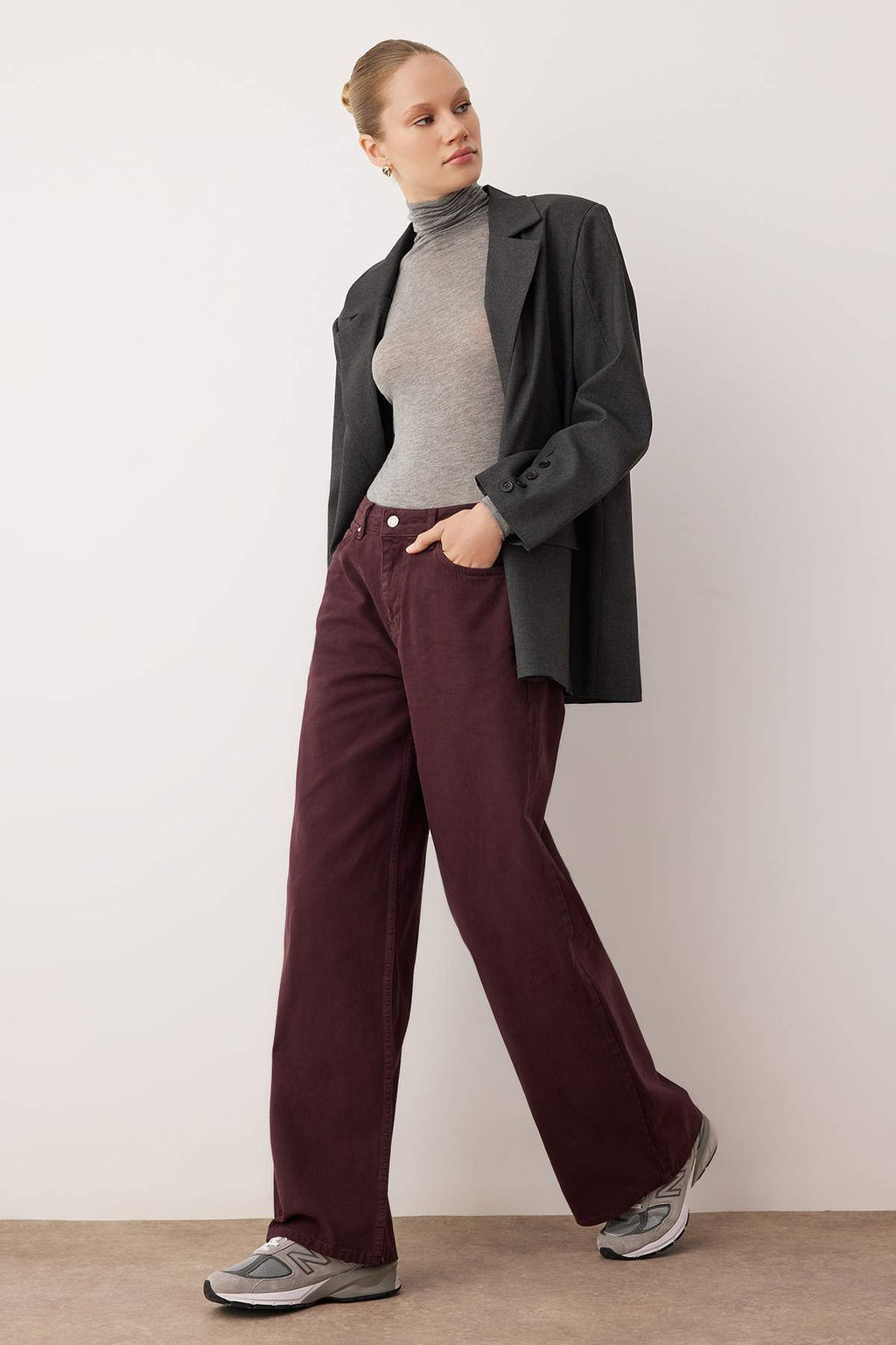 Bordo Normal Bel Loose/Genis Paca Jeans TWOAW26JE00203 - Trendyolmilla фото 2